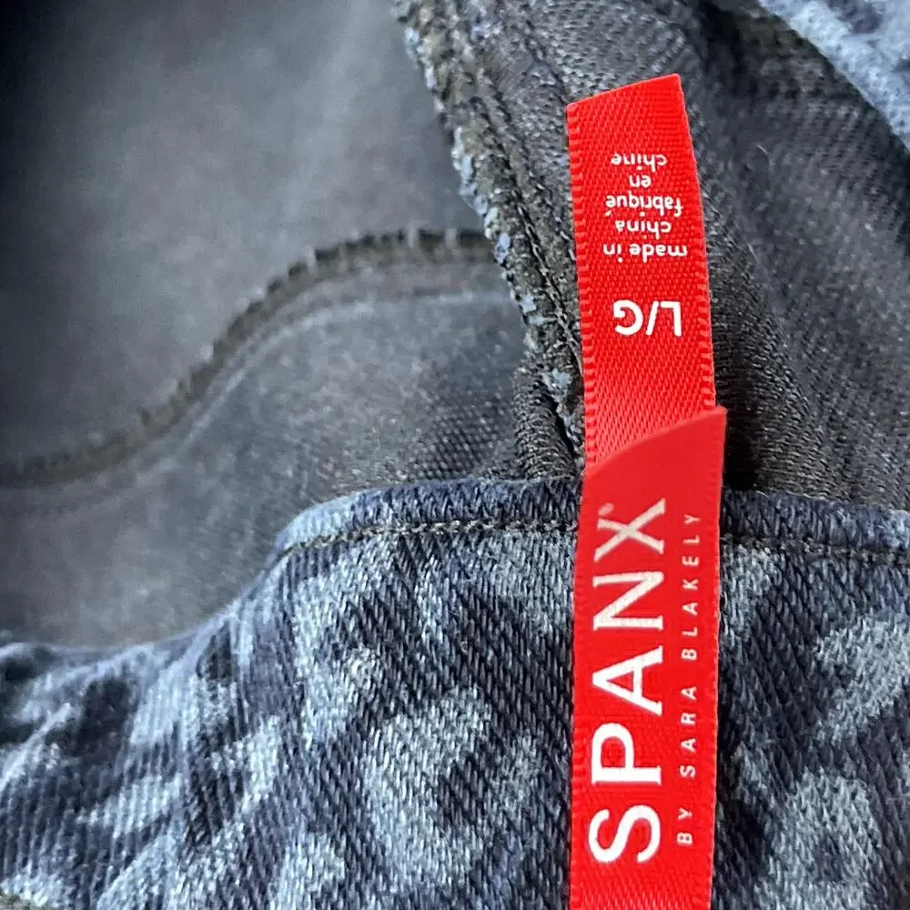 Spanx Leopard Jean-ish Leggings‎ Denim Pant Womens Large Blue Stretchy Pull On